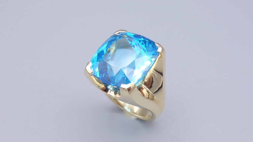 BAGUE OR JAUNE BLUE TOPAZE