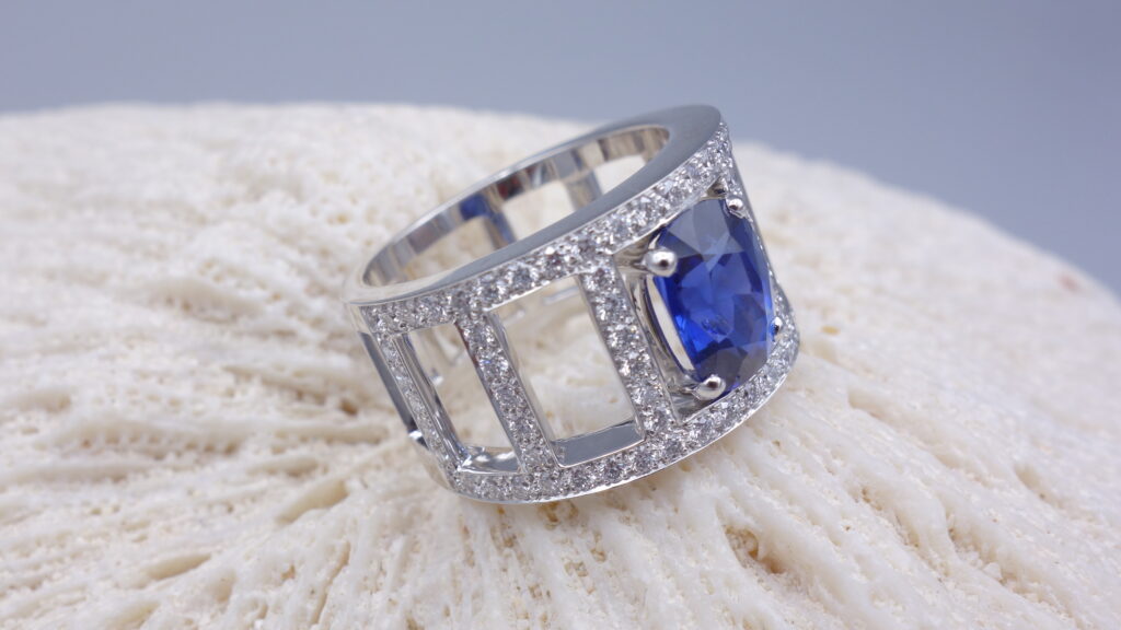 bague bandeau saphir diamants
