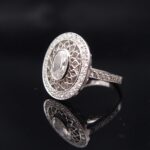 Bague Dolly-Bijoux En Argent Massif 925 Rhodié - Sertie D'un Diamant Ovale 15mm, Taille T48 à T66