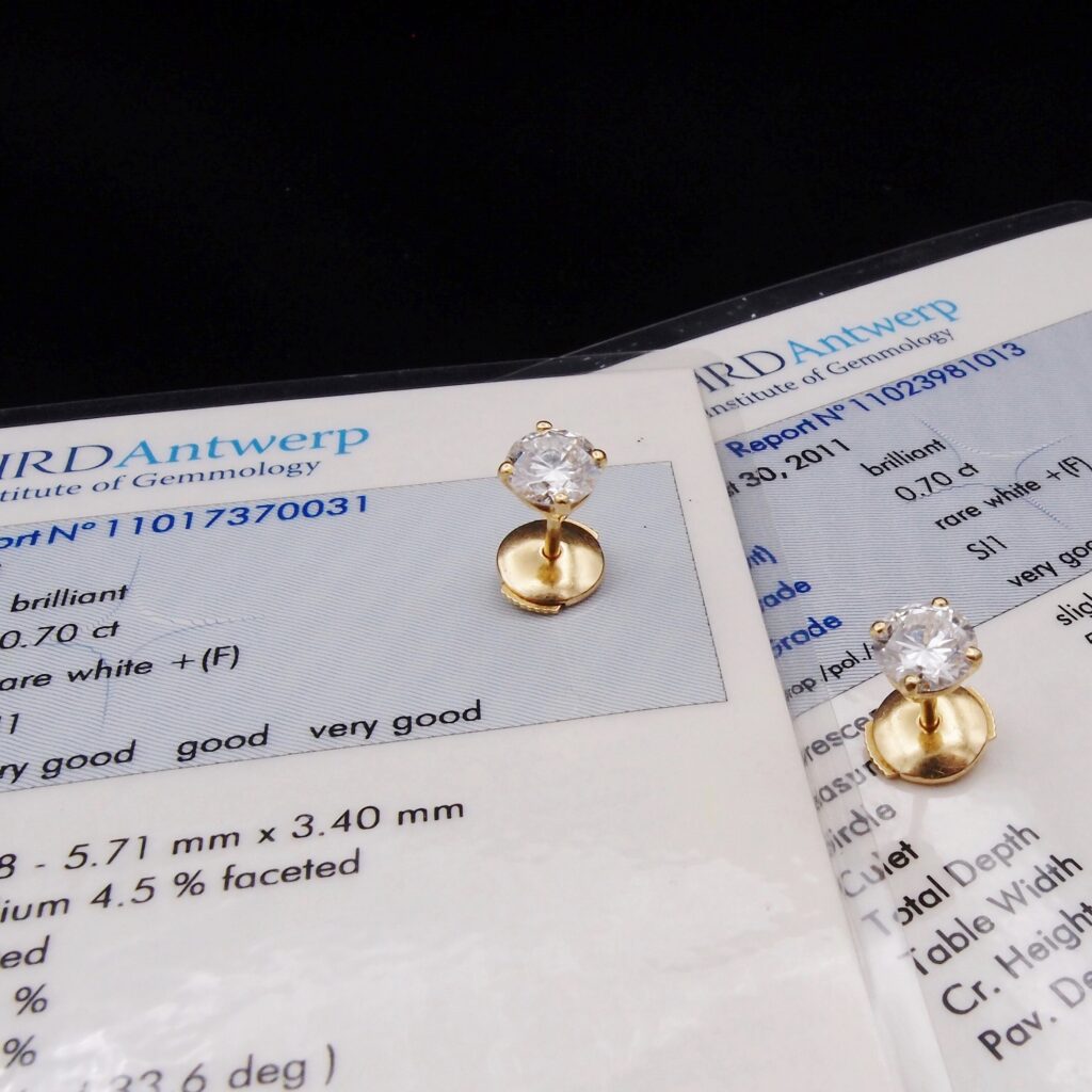 boucles d'oreilles clous diamant or jaune