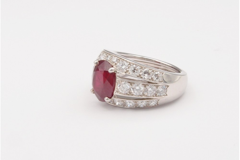 bague 3 rangs rubis et diamants création Van Hoye