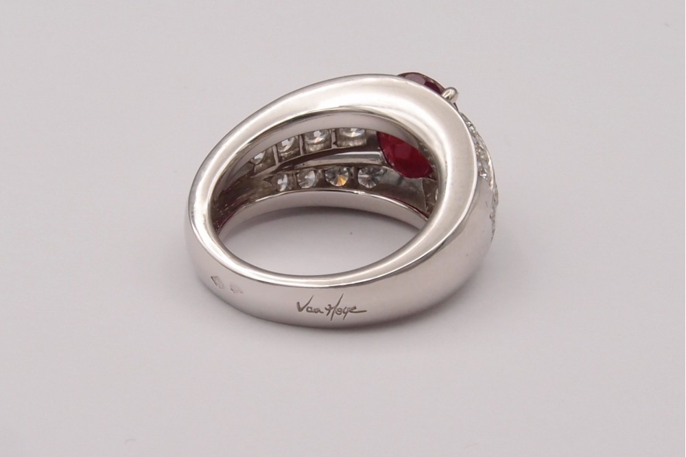 bague 3 rangs rubis création Van Hoye