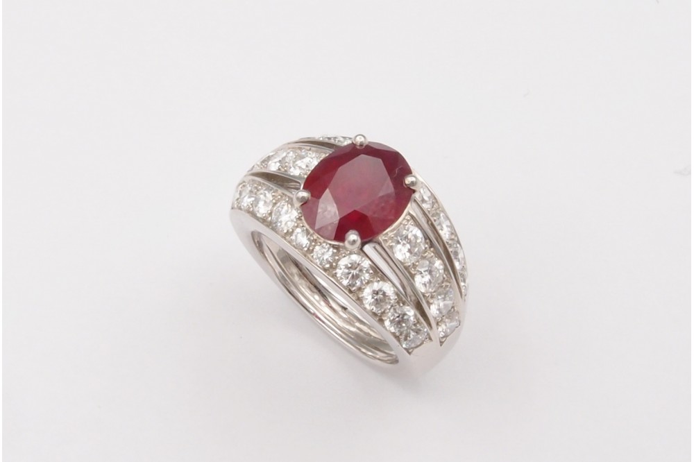 bague 3 rangs rubis