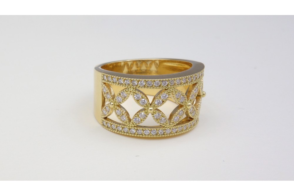bague bandeau diamants or jaune