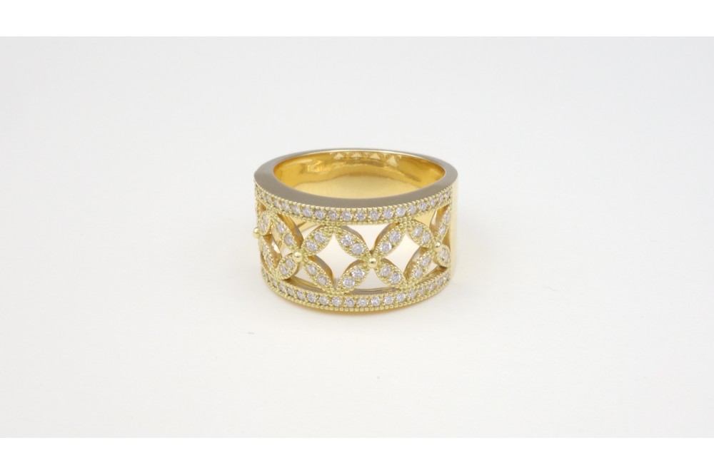 Bague bandeau diamants or jaune