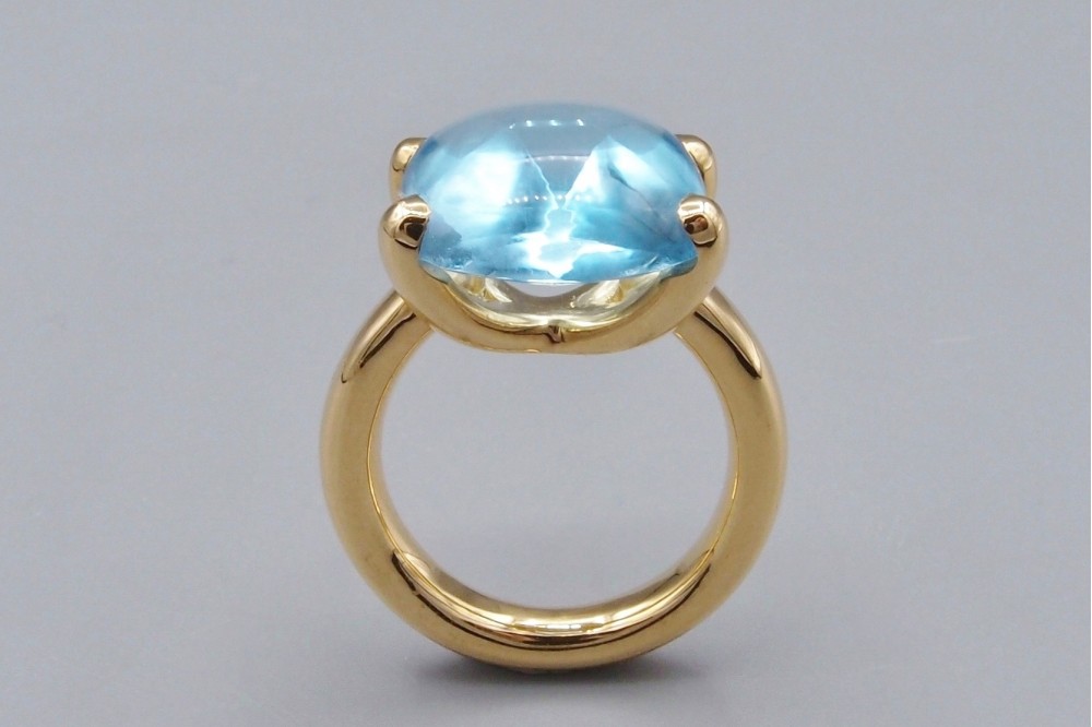 Bague “Bonbon” topaze Bleue coussin