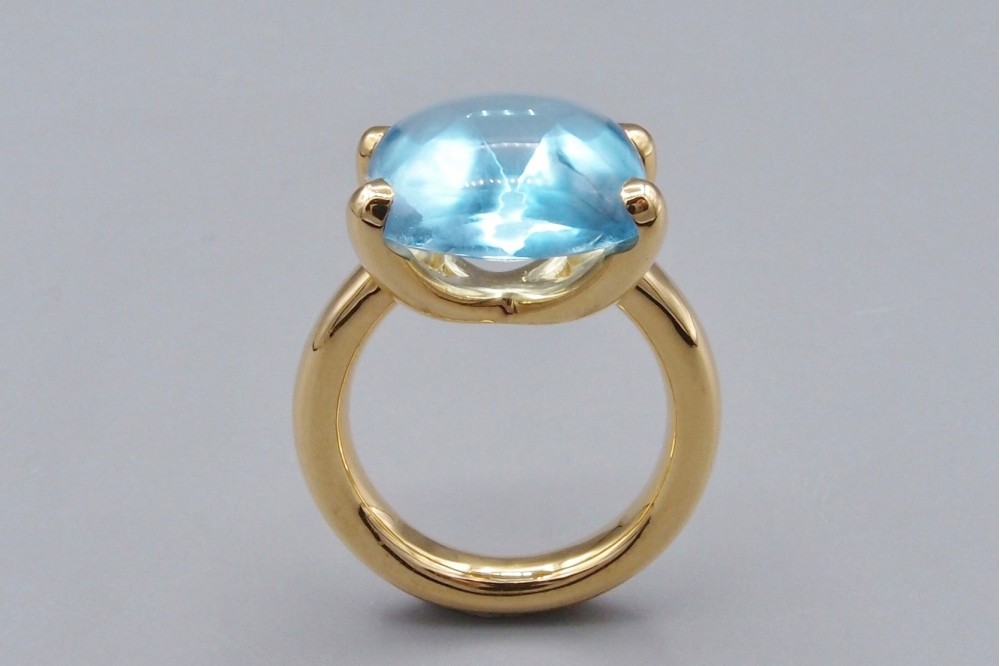 Bague « Bonbon » topaze Bleue coussin