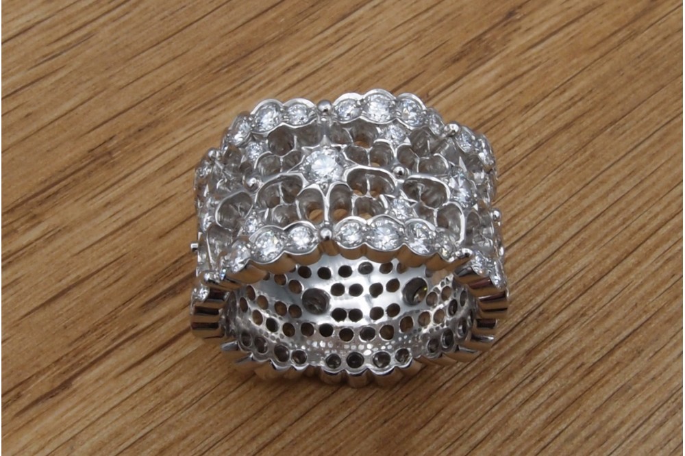 bague dentelle diamants et or