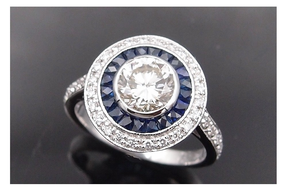 bague solitaire diamant saphirs calibrés