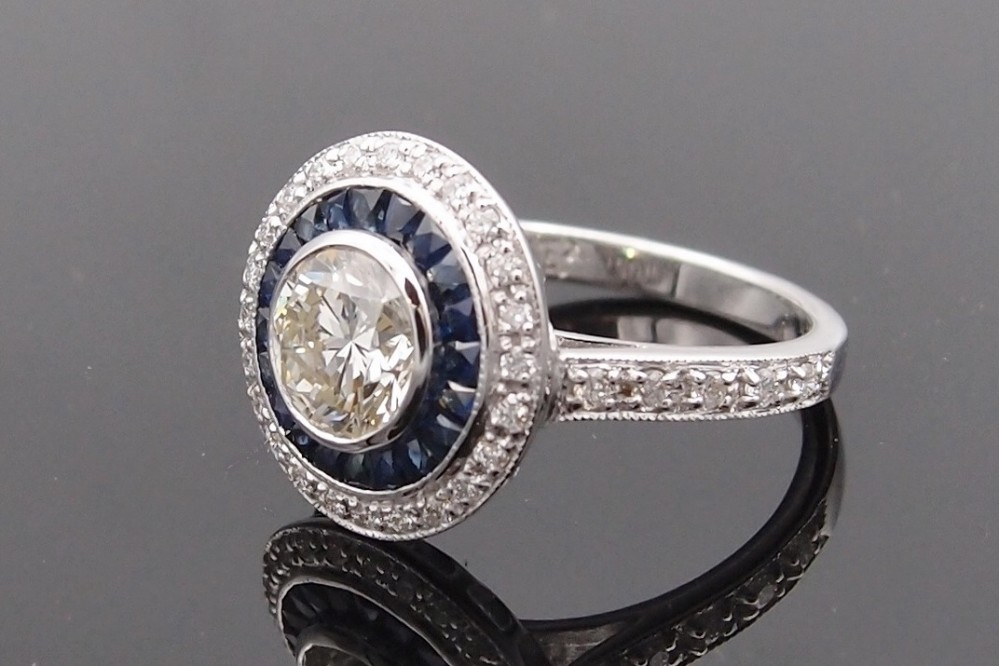 bague solitaire diamant saphirs