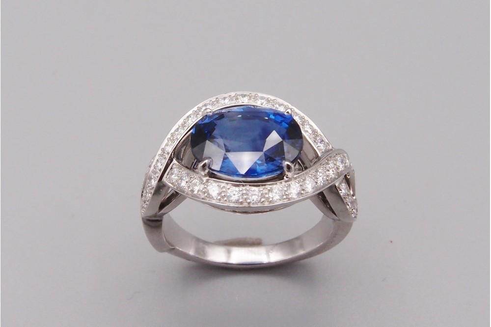 bague tresse saphir