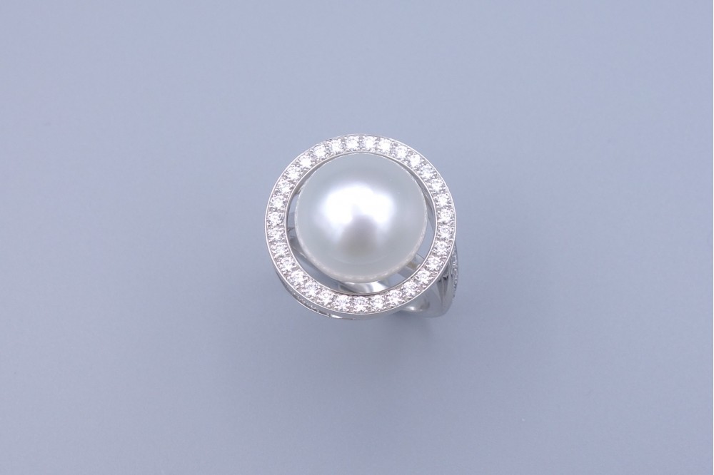 bague perle de culture or et diamants