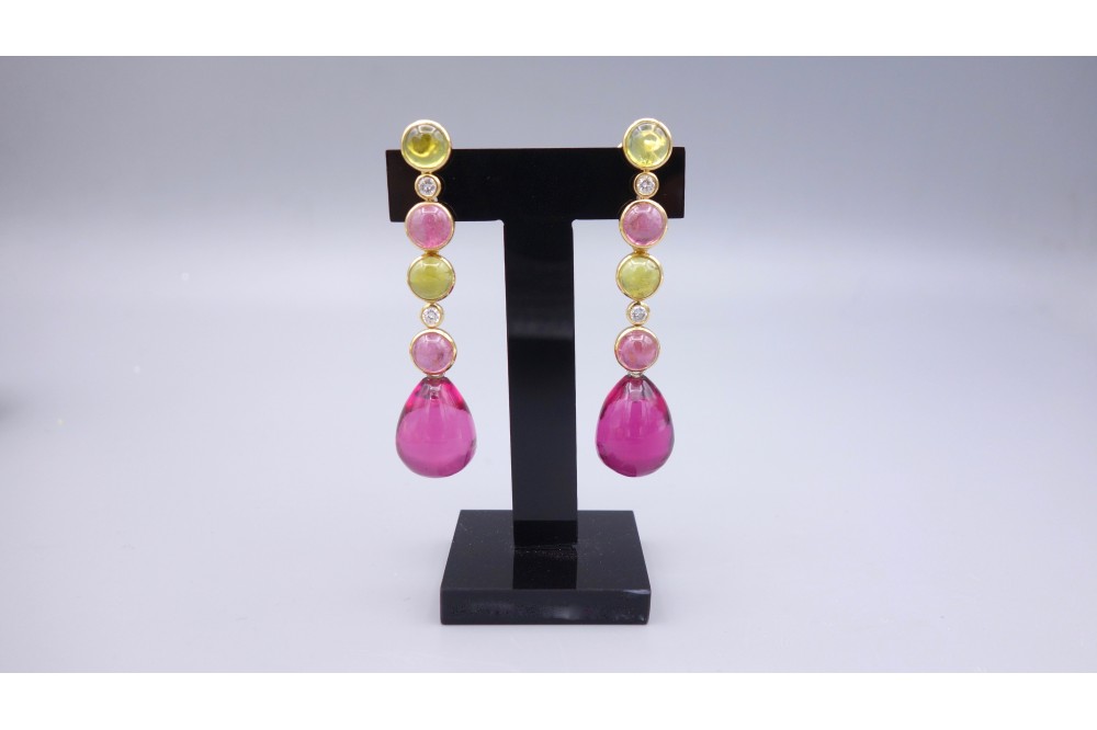 Boucles d’oreilles Tourmalines et diamants 1+2+3