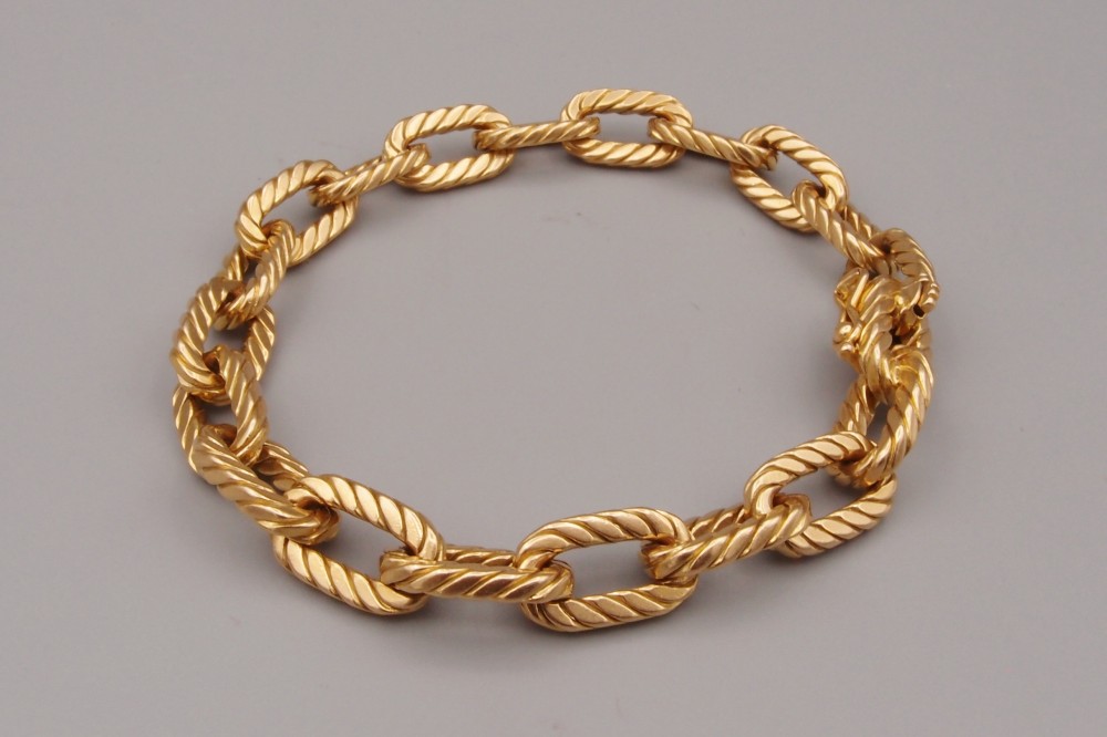 Bracelet maille marine tressée or 18 carats vers 1960 53.1 gr 21 cm