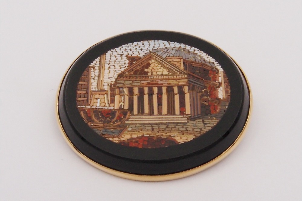 Broche micro mosaique 19 ème « Le Panthéon »