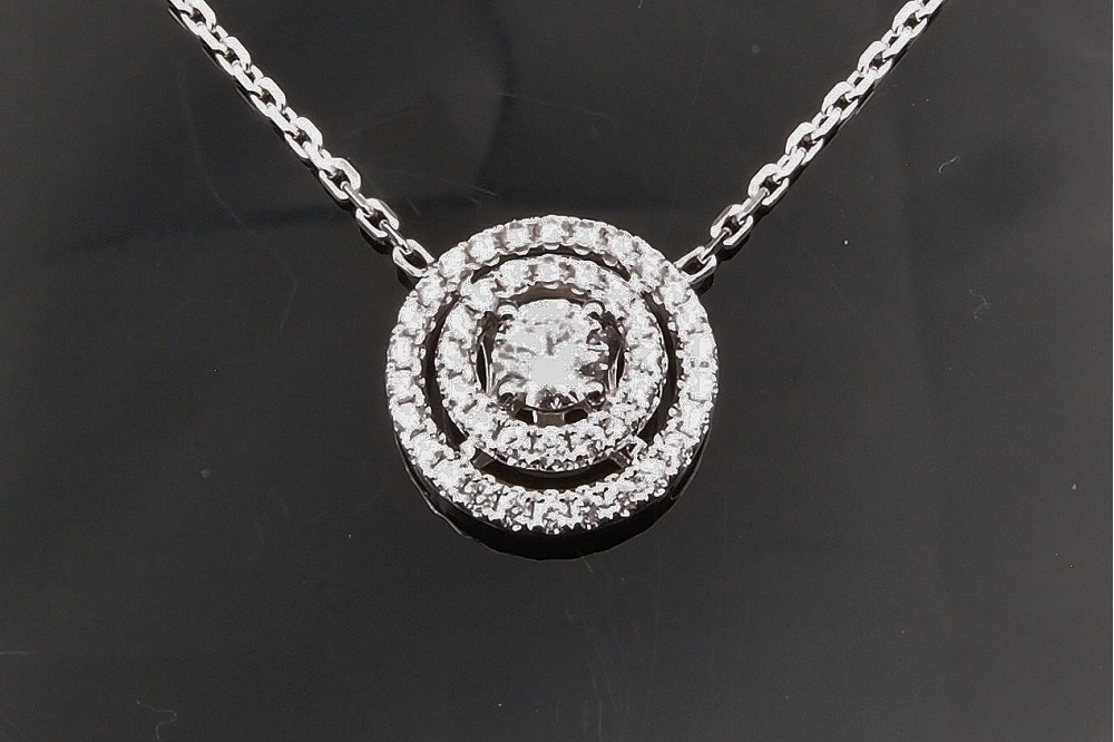 pendentif diamant or gris