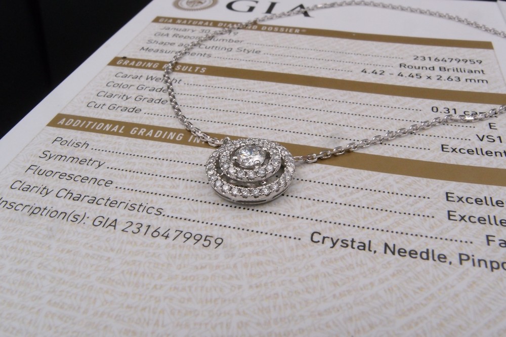 pendentif diamant or gris