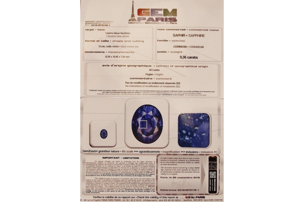 expertise saphir 9 carats