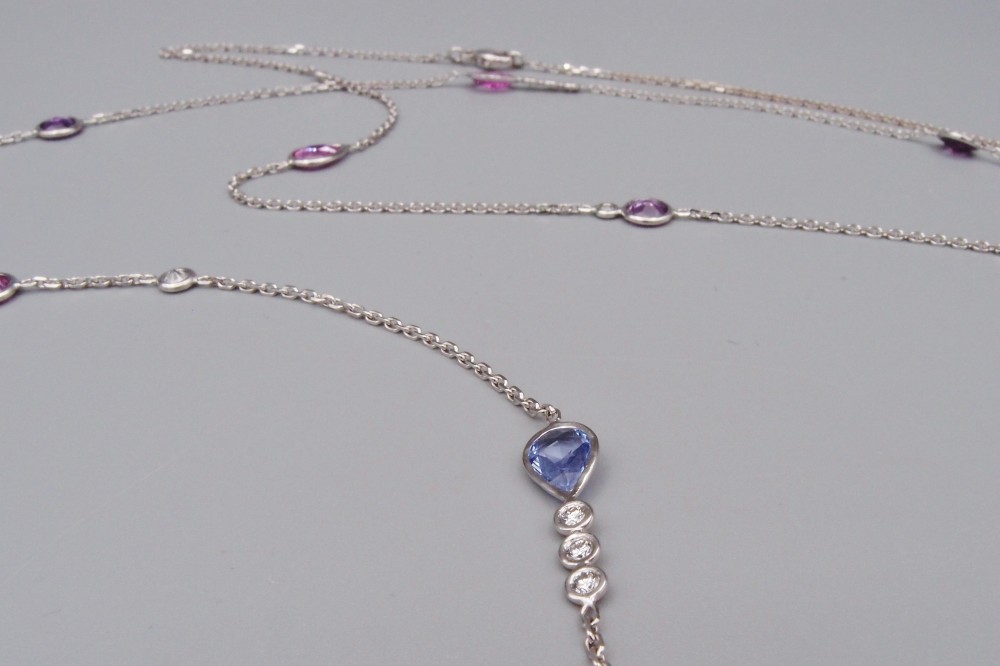 collier sautoir saphir diamant