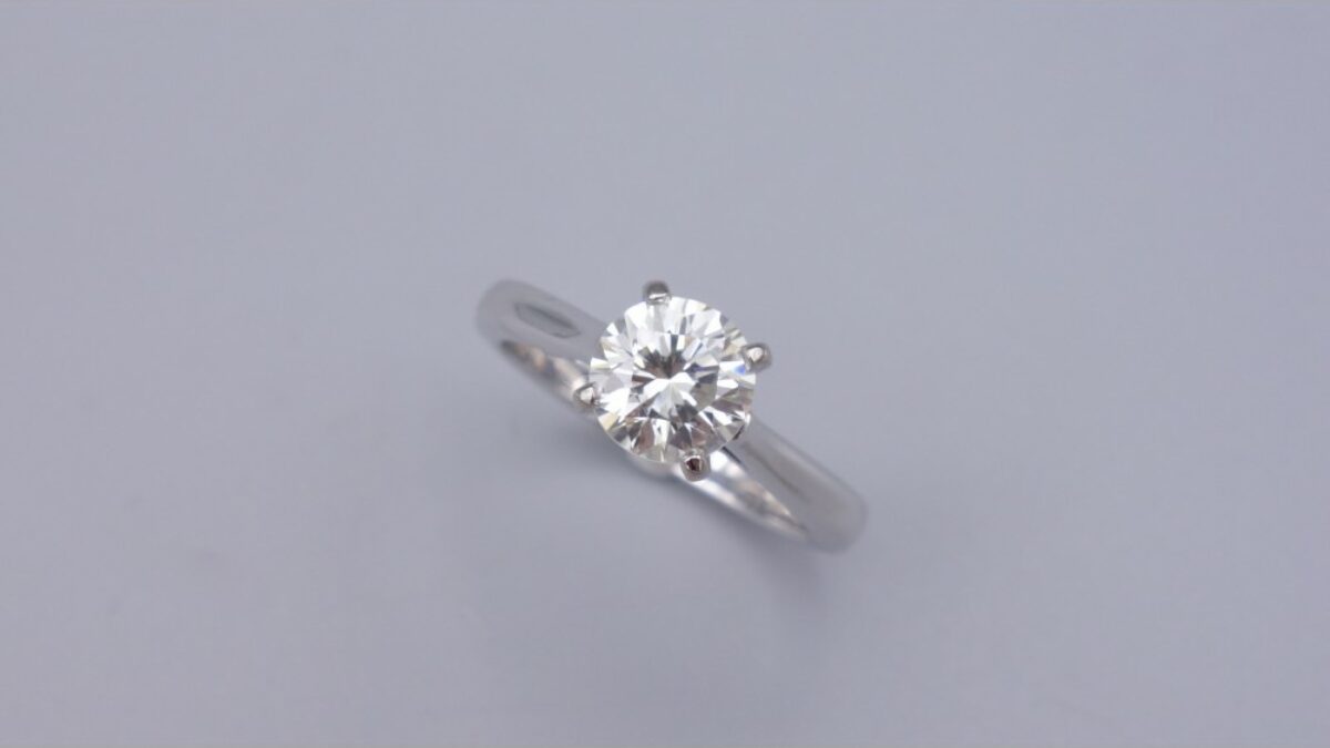 Bague Solitaire En Or 18 Carats Avec Diamant 0,05 Ct - Taille 55 - Occasion - Poids 1,81 G