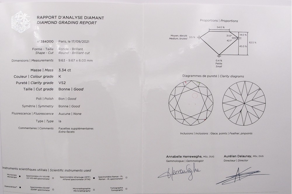 expertise diamant 3 carats