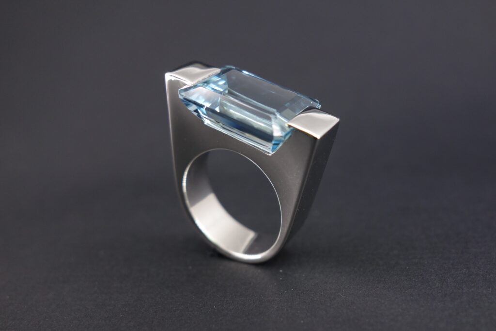 bague aigue marine rectangulaire