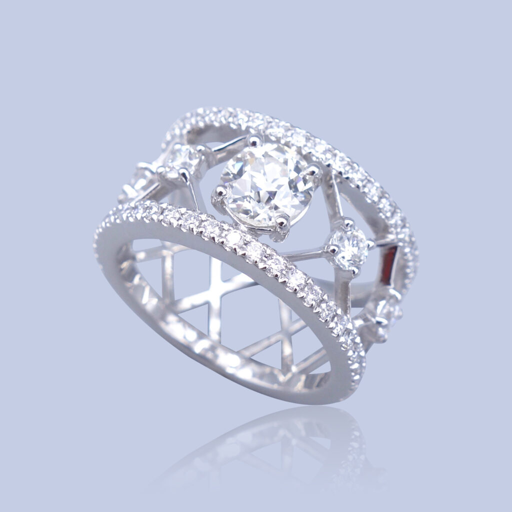 BAGUE BANDEAU « CROISILLONS DIAMANTS »