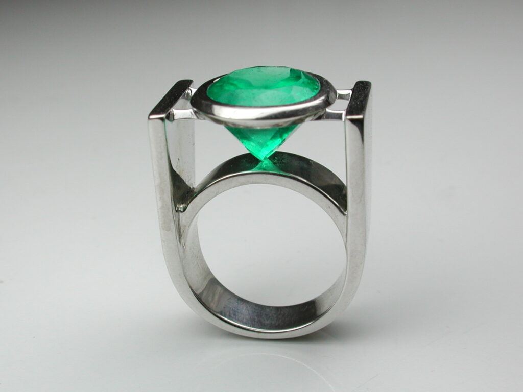 bague émeraude or blanc