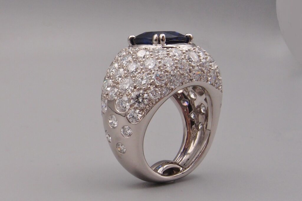 bague boule pavage diamants