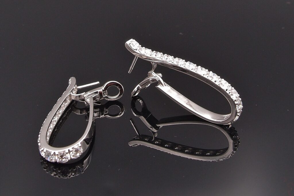 Boucles d'oreilles or blanc
