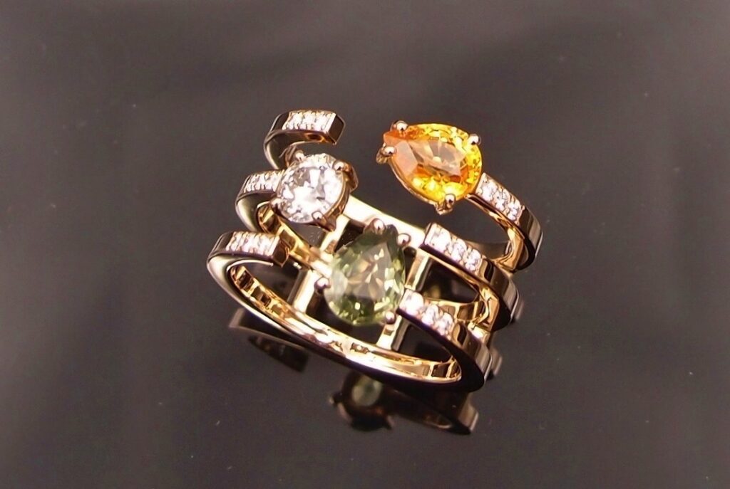 bague diamants or jaune
