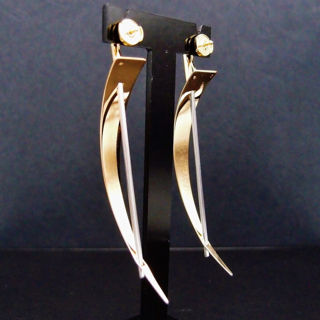 boucles d'oreilles or jaune or gris