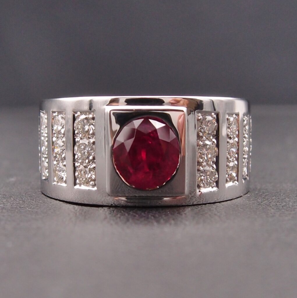 bague tube rubis diamants