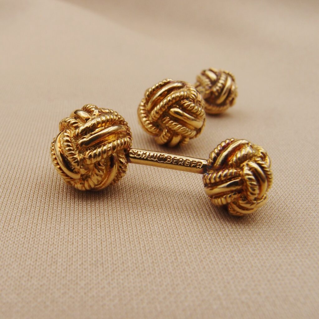 Schlumberger " knots" gold cufflinks