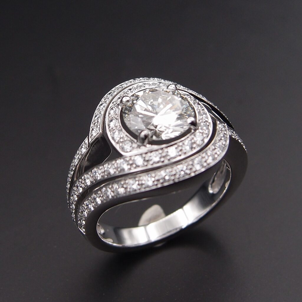 Bague Double Tourbillon or gris