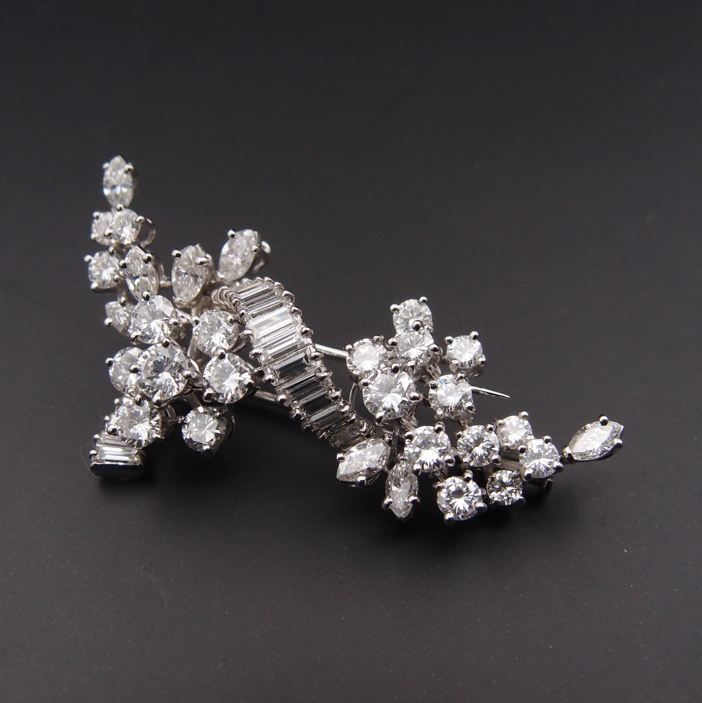 Broche clip platine diamants ancienne