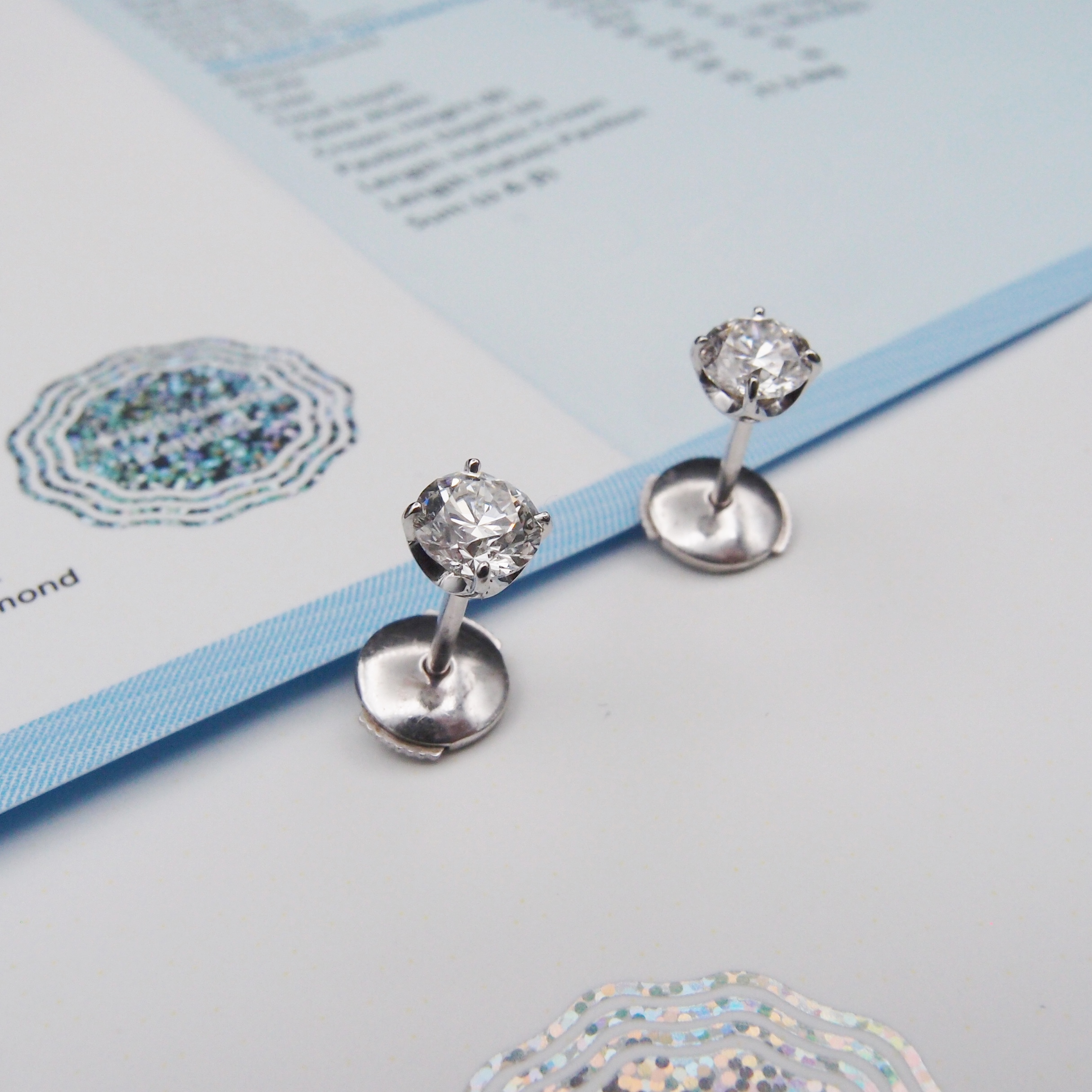 Diamants d’oreilles 2 x 0.50 ct F/VVS2 certificats HRD