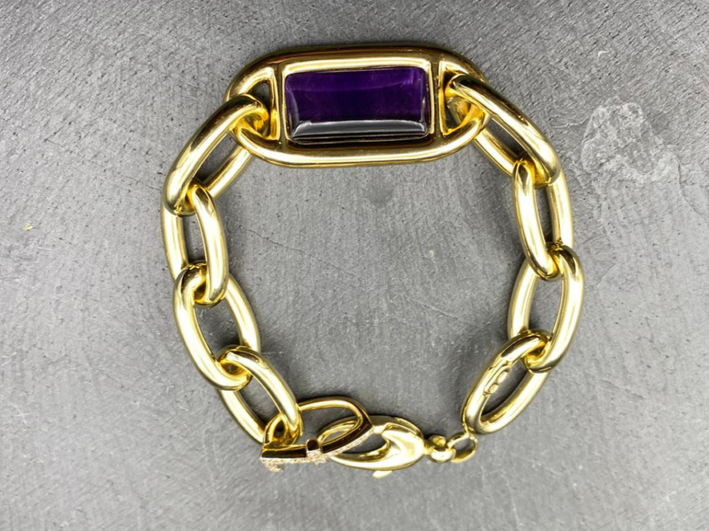 Bracelet or jaune 18 carats et améthyste