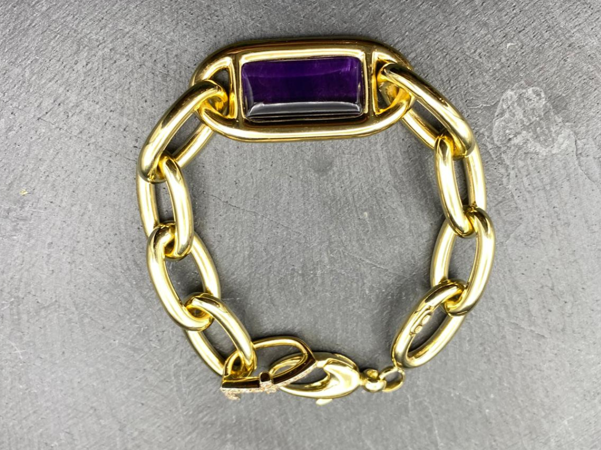 bracelet améthyste or jaune 18 carats