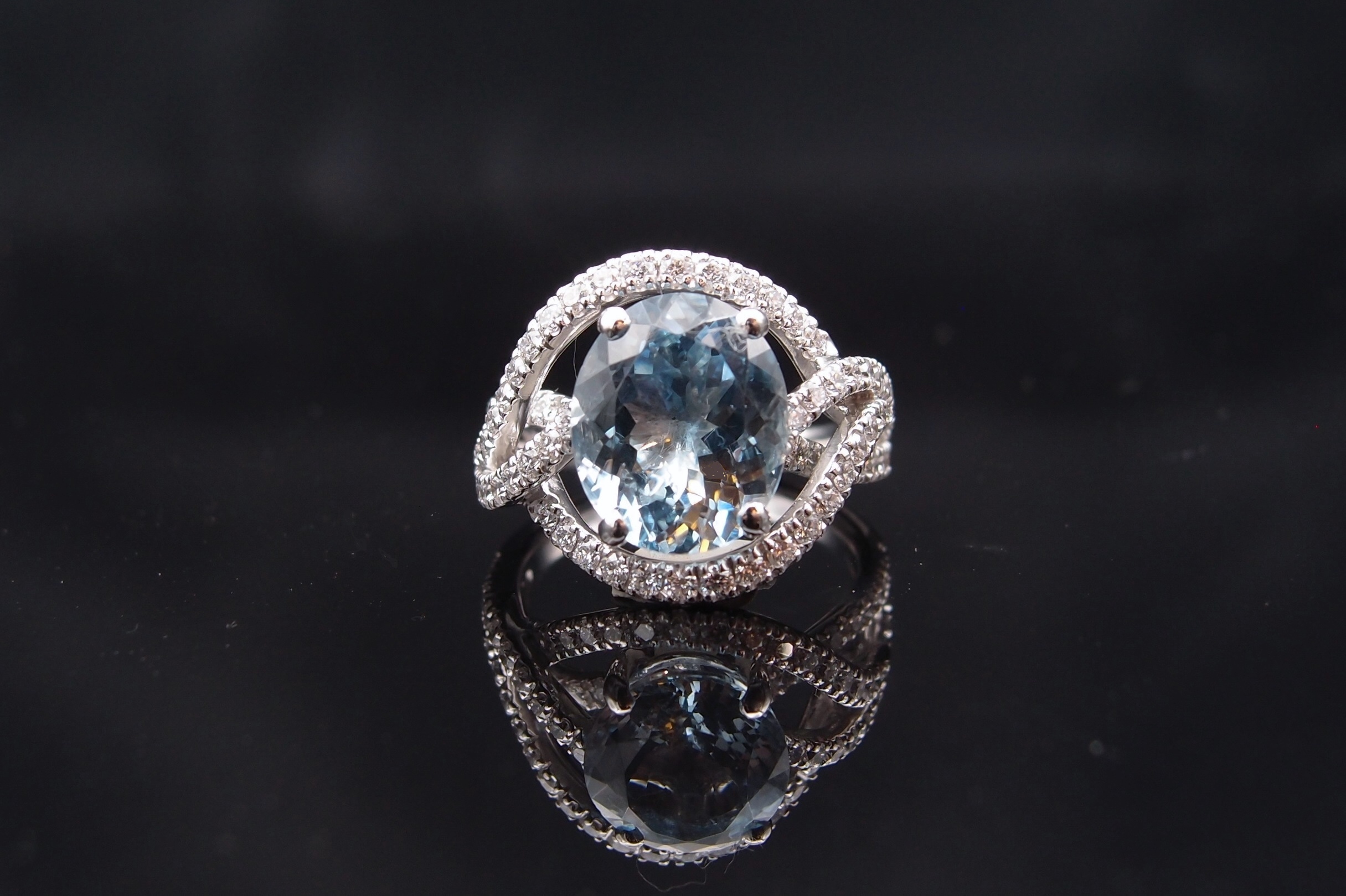 bague aigue marine diamants