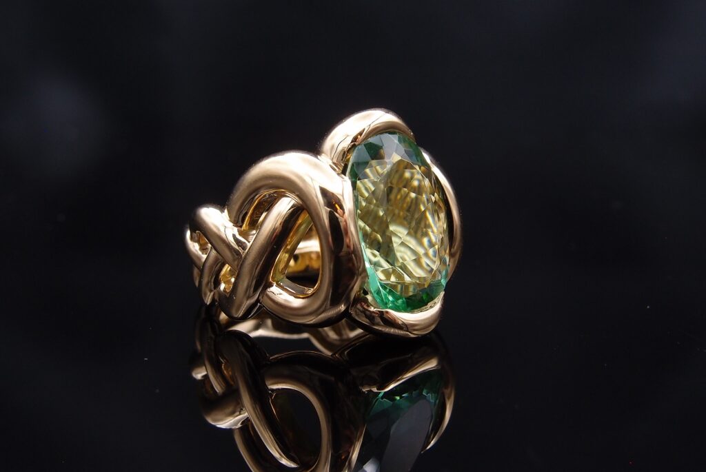 bague tressée tourmaline verte