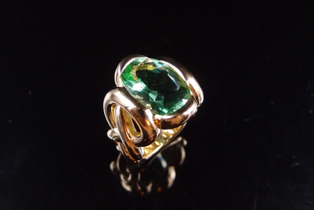 bague tressée tourmaline verte