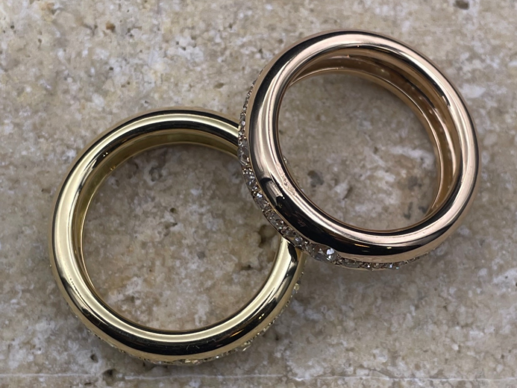 BAGUES JONCS DIAMANTS OR ROSE & OR JAUNE