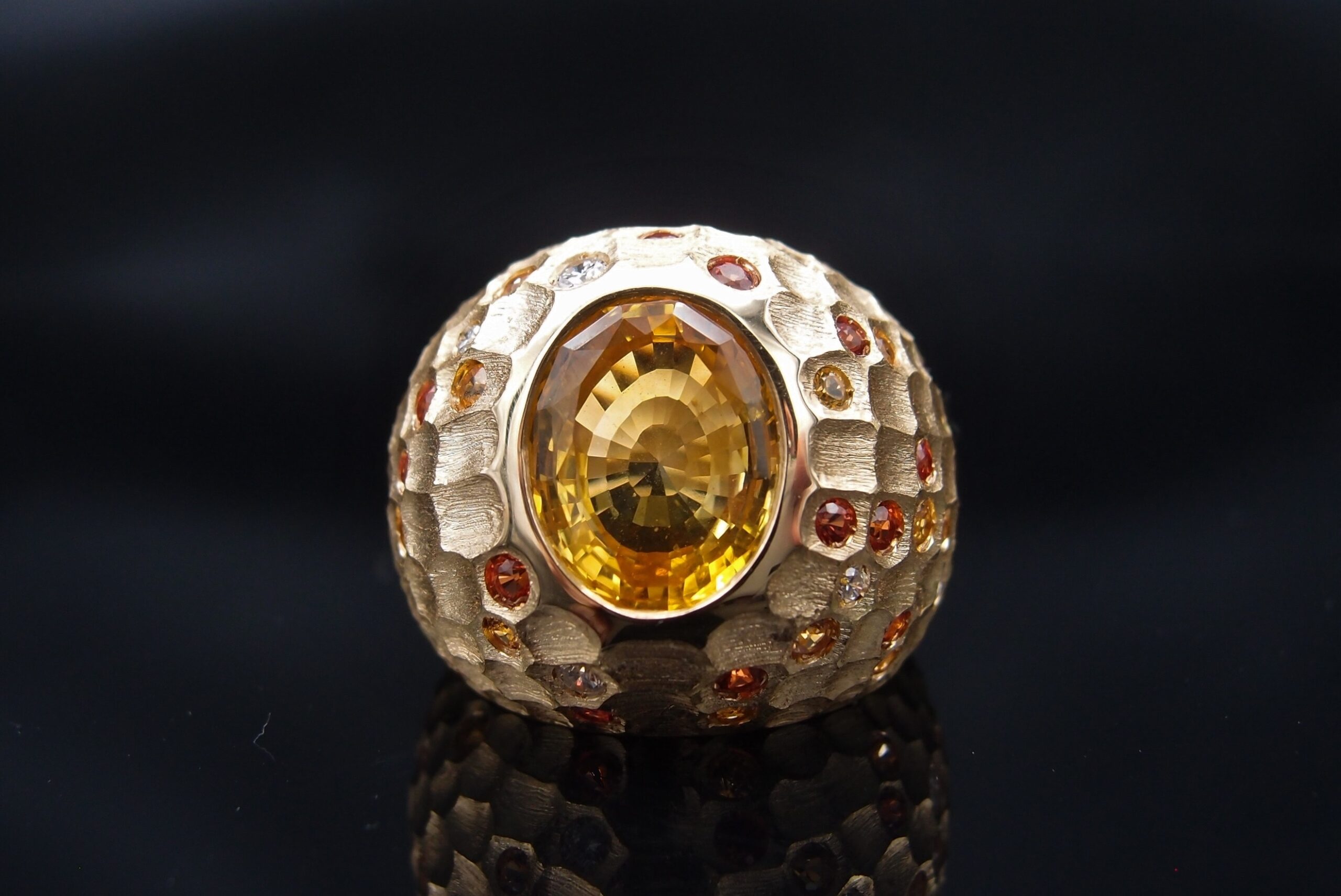 BAGUE BOULE OR JAUNE CITRINE