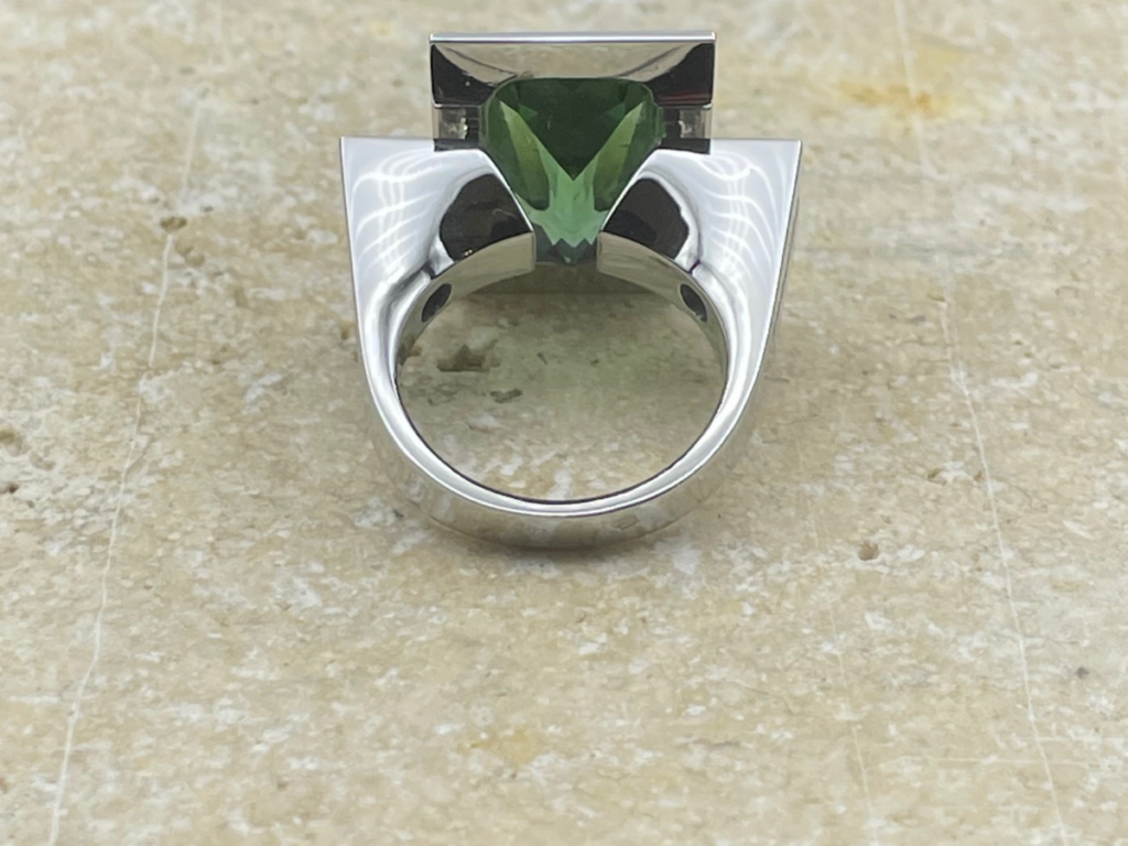 bague art déco tourmaline verte