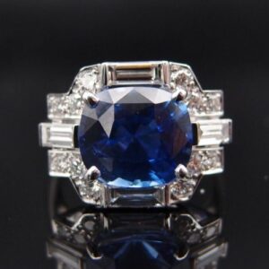 Bague de fiançailles Saphir Art Déco
