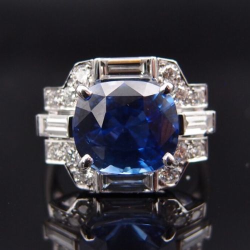 Bague de fiançailles Saphir Art Déco