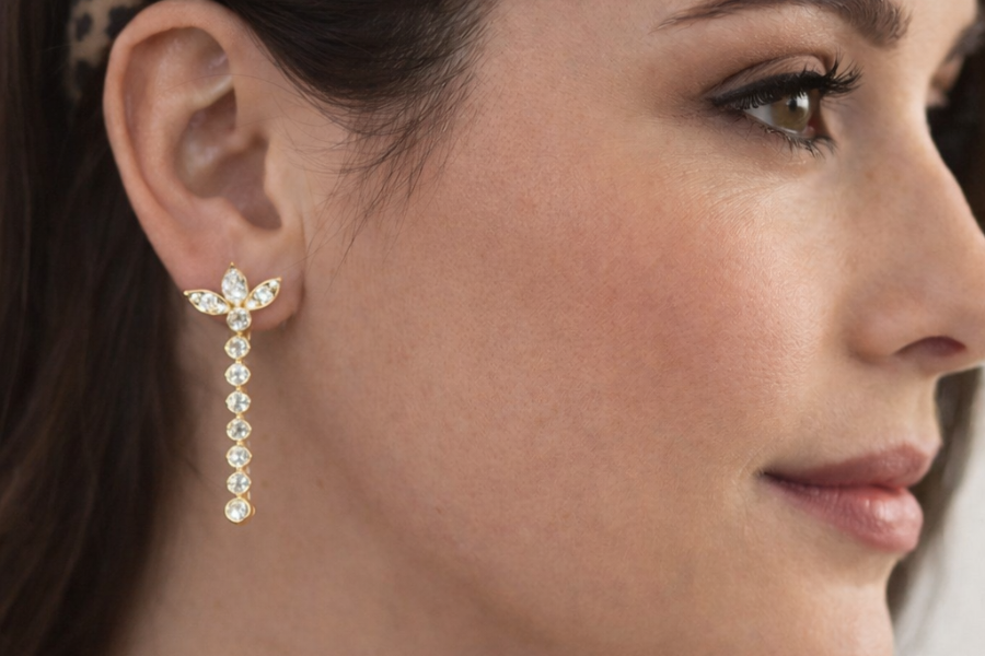 Boucles d’oreilles modulables diamants taille Navette