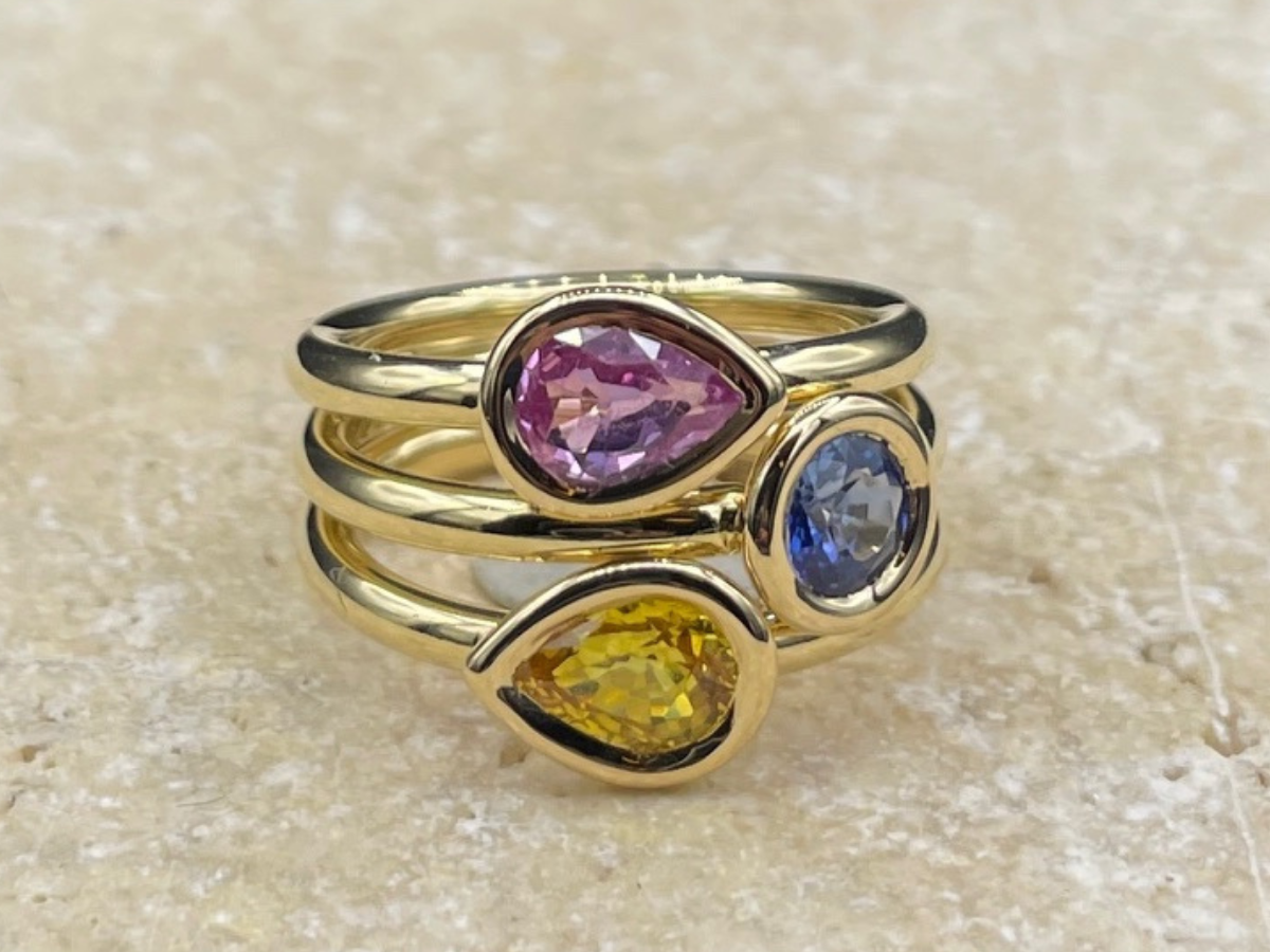 Bague or jaune saphirs