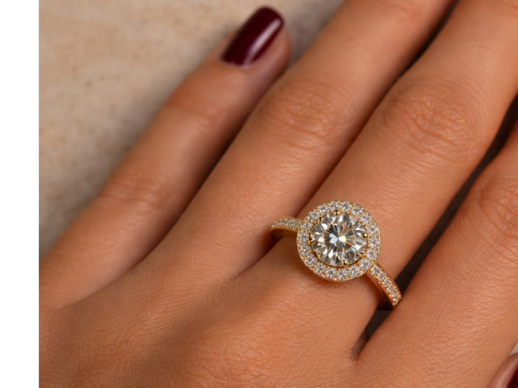 bague de fiançailles or jaune diamants